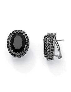 Black Glass and Crystal Earrings by PalmBeach Jewelry
