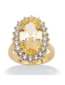 Canary Yellow & White Cubic Zirconia Ring by PalmBeach Jewelry