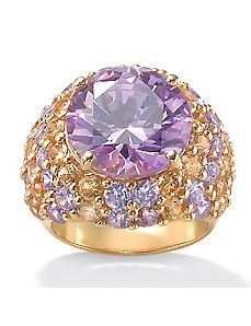 Lavender & Champagne Cubic Zirconia Ring by PalmBeach Jewelry