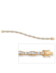 Round & Baguette Cubic Zirconia Tennis Bracelet by PalmBeach Jewelry