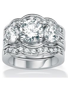 Round Cubic Zirconia Wedding Set by PalmBeach Jewelry