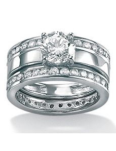Round Cubic Zirconia Wedding Set by PalmBeach Jewelry