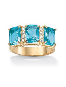 Emerald-Cut Birthstone & Cubic Zirconia Ring by PalmBeach Jewelry