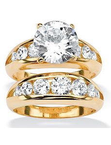 Round Cubic Zirconia Wedding Set by PalmBeach Jewelry