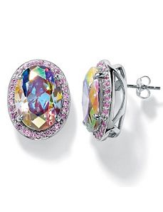 Aurora Borealis/Pink Cubic Zirconia Earrings by PalmBeach Jewelry