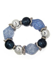 Blue Lucite Nugget Stretch Bracelet by PalmBeach Jewelry