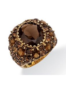 Smoky Quartz and Crystal Ring by PalmBeach Jewelry