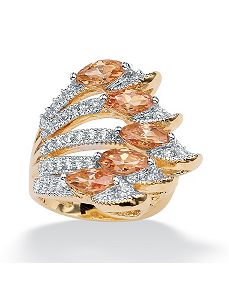 Champagne & White Cubic Zirconia Ring by PalmBeach Jewelry