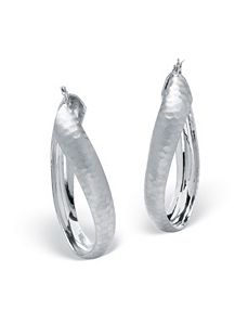 Twisted Hammered Hoop Earrings by PalmBeach Jewelry