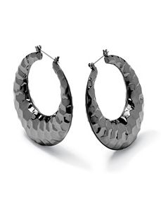 Hammered-Style Hoop Earrings by PalmBeach Jewelry