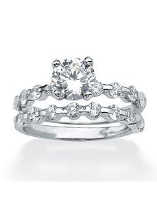Round Cubic Zirconia Wedding Set by PalmBeach Jewelry