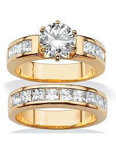 Round & Princess-Cut Cubic Zirconia Ring Set by PalmBeach Jewelry