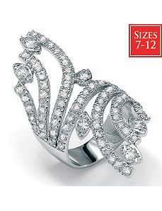 Cubic Zirconia Crossover Ring by PalmBeach Jewelry