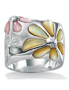Mother-Of-Pearl Daisy Ring by PalmBeach Jewelry