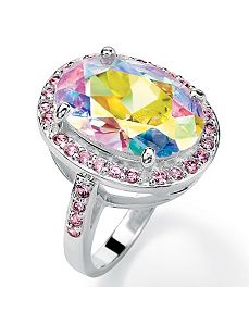 Aurora Borealis & Pink Cubic Zirconia Ring by PalmBeach Jewelry