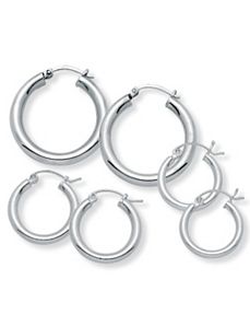Three-Pair Set of Hoop Earrings by PalmBeach Jewelry