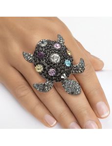 Multi-Crystal Turtle Stretch Ring by PalmBeach Jewelry