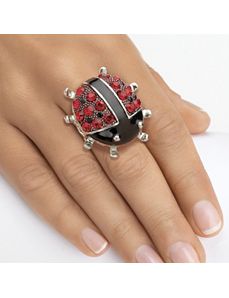 Crystal Ladybug Stretch Ring by PalmBeach Jewelry