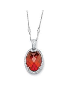 Red & White Cubic Zirconia Pendant and Chain by PalmBeach Jewelry