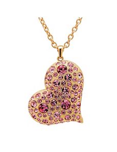 Pink Crystal Heart-Shaped Pendant by PalmBeach Jewelry