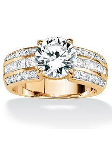 Round & Princess-Cut Cubic Zirconia Ring by PalmBeach Jewelry