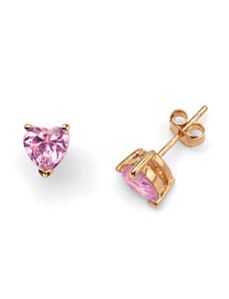 Pink Heart Pierced Earrings by PalmBeach Jewelry