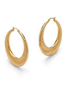 Ribbed Hoop Pierced Earrings by PalmBeach Jewelry