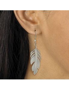 Feather Motif Drop Pierced Earrings by PalmBeach Jewelry