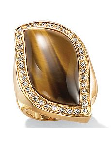 Tiger's-Eye and Cubic Zirconia Ring by PalmBeach Jewelry