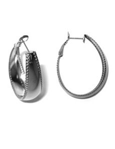 Oval Milgrain-Edged Hoop Earrings by PalmBeach Jewelry