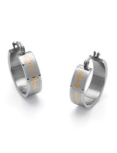 Cross Hoop Pierced Earrings by PalmBeach Jewelry