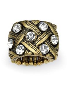 Crystal Basketweave Stretch Ring by PalmBeach Jewelry