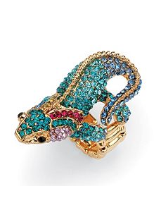 Multi-Crystal Gecko Stretch Ring by PalmBeach Jewelry