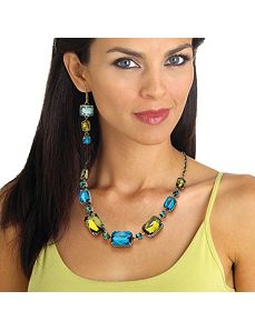 Blue and Green Lucite Necklace by PalmBeach Jewelry