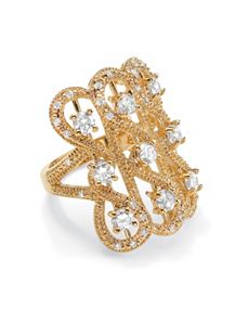 Cubic Zirconia Beaded Looped Ring by PalmBeach Jewelry