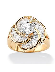 Round/Baguette Cubic Zirconia Ring by PalmBeach Jewelry