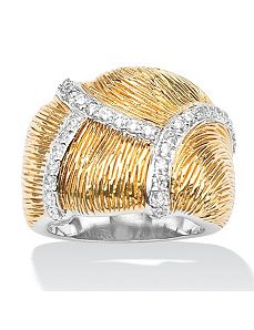 Cubic Zirconia Textured Free-Form Dome Ring by PalmBeach Jewelry