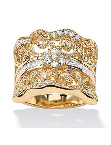 Cubic Zirconia Curled Concave Ring by PalmBeach Jewelry
