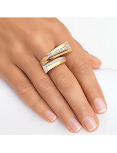 Cubic Zirconia Geometric Bypass Ring by PalmBeach Jewelry