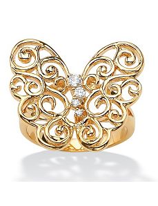 Cubic Zirconia Openwork Butterfly Ring by PalmBeach Jewelry