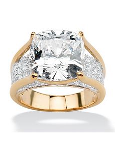 Cushion-Cut and Round Cubic Zirconia Ring by PalmBeach Jewelry