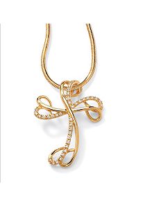 Cubic Zirconia Ribbon Cross Pendant by PalmBeach Jewelry