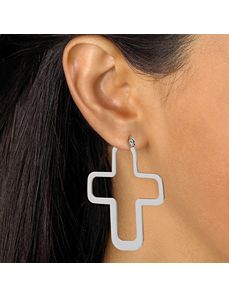 Open Cross Pierced Earrings by PalmBeach Jewelry