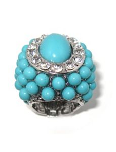 Simulated Turquoise/Crystal Ring by PalmBeach Jewelry