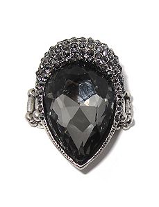 Grey Crystal Stretch Ring by PalmBeach Jewelry