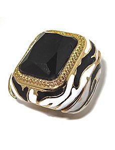 Black Crystal Zebra Motif Ring by PalmBeach Jewelry