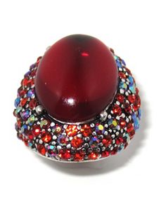 Red Crystal Stretch Ring by PalmBeach Jewelry