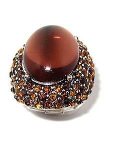 Amber-Colored Crystal Stretch Ring by PalmBeach Jewelry