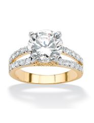 Round Cubic Zirconia Split-Shank Ring by PalmBeach Jewelry