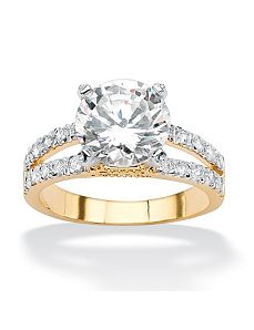 Round Cubic Zirconia Split-Shank Ring by PalmBeach Jewelry